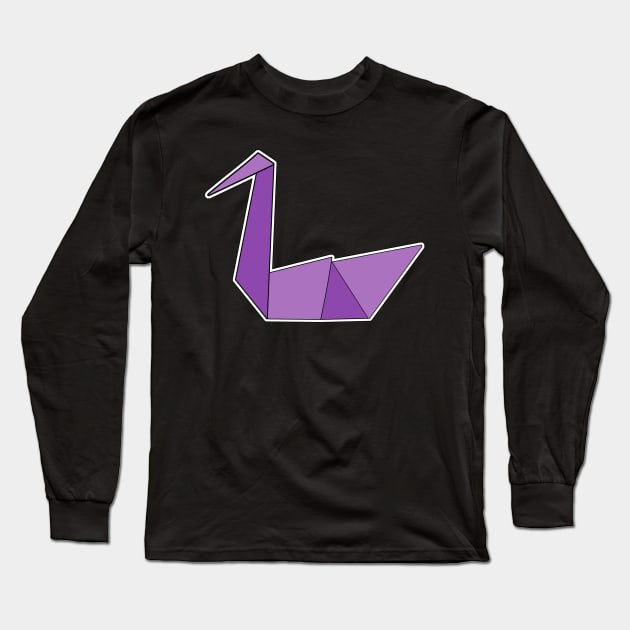 Swan Bird Origami Sticker Style Design Long Sleeve T-Shirt by aaallsmiles